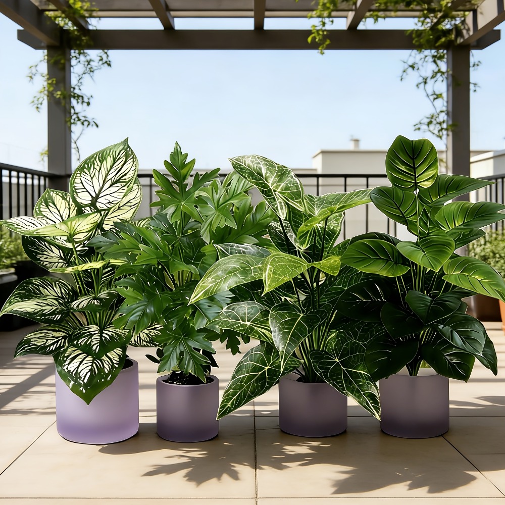 Monstera Adansonii - Set di 4 Piante Artificiali con