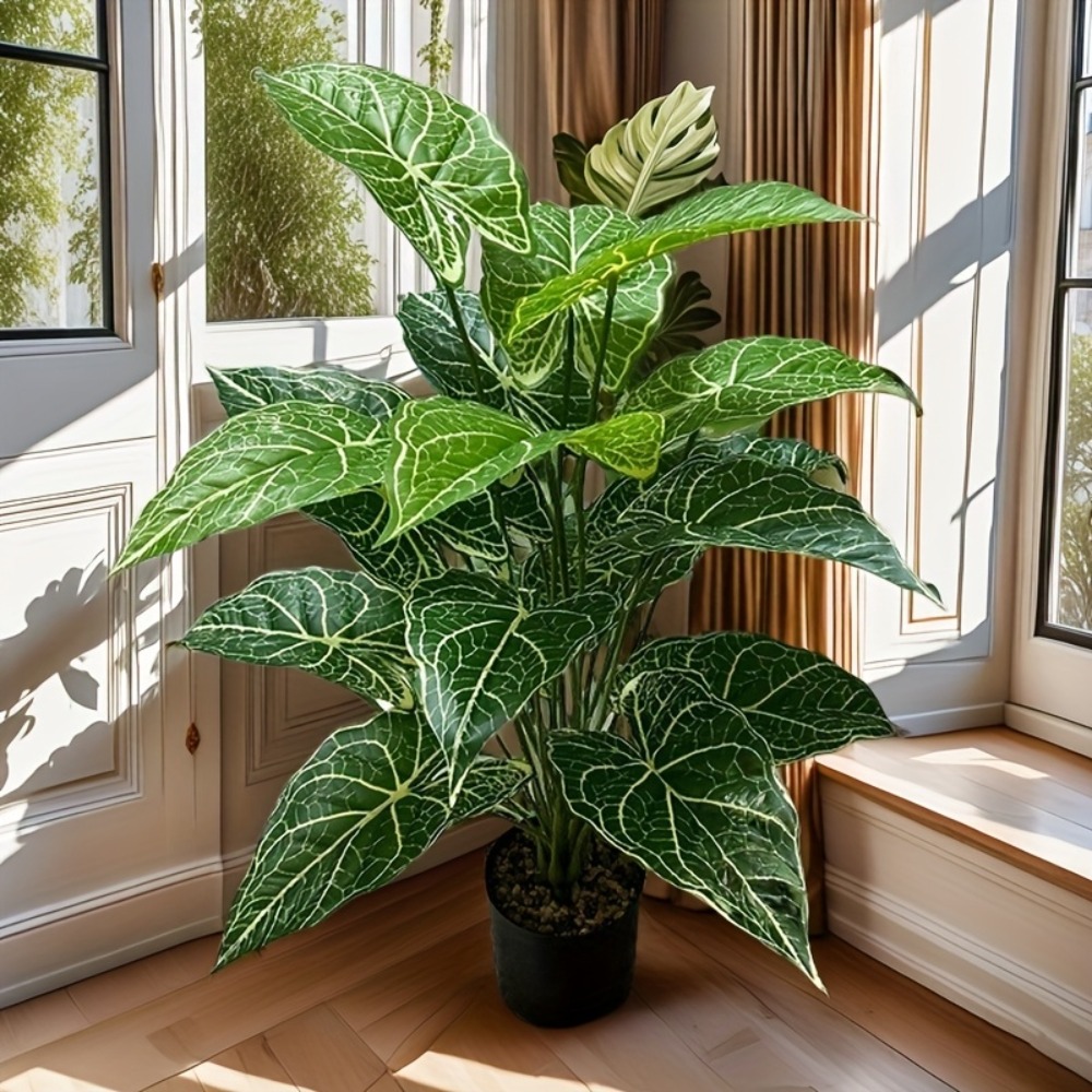 Monstera Adansonii - 1PC 24 Foglie Fata Verde Artificiale