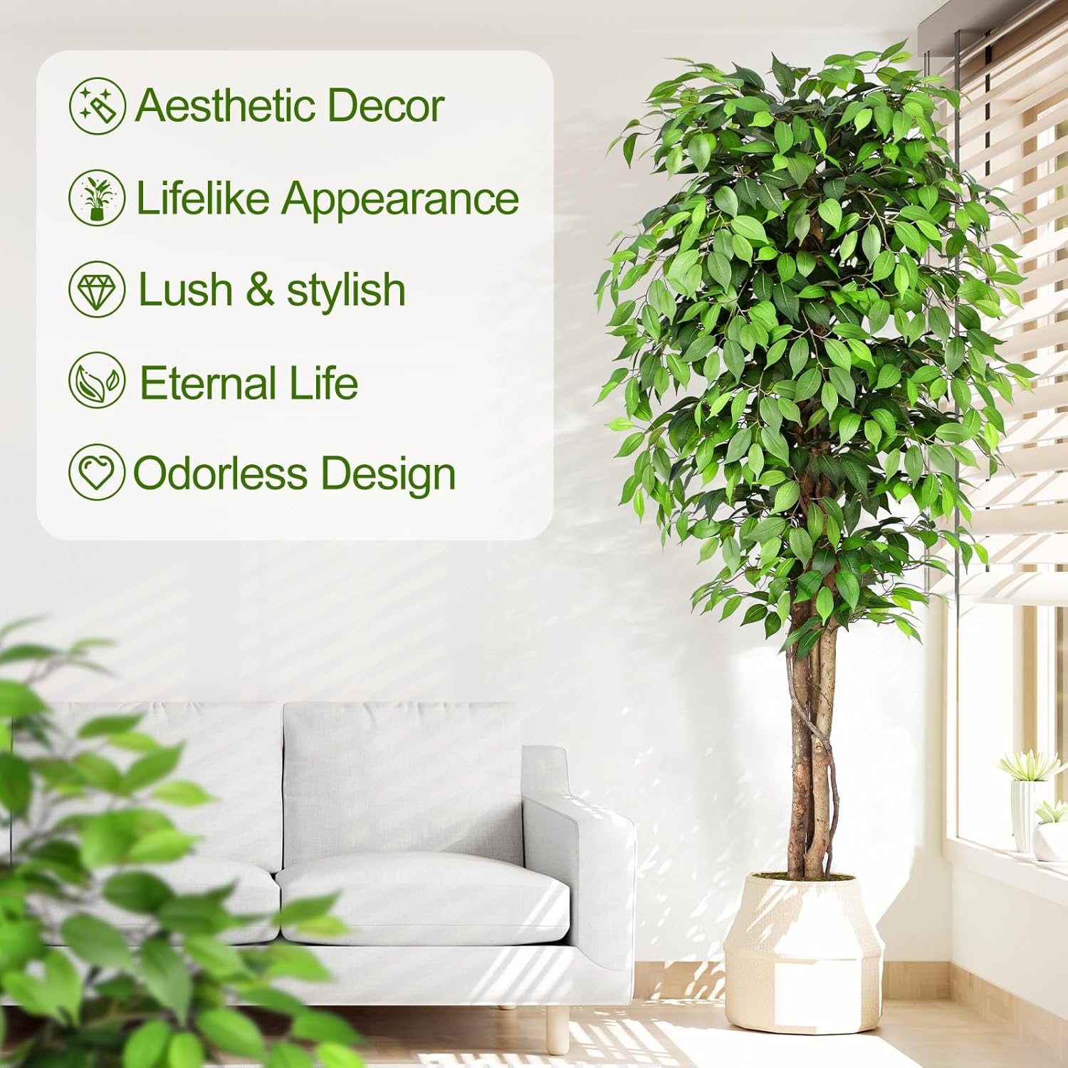 Albero di Ficus Artificiale Re - Monstera Adansonii recensione e prezzo
